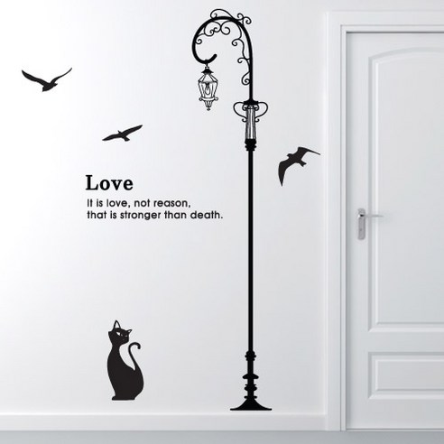 큐데코 가로등과 고양이-2(대형) 스티커, 블랙 고양이스티커 큐데코 가로등과 고양이-2(대형) 스티커, 블랙 고양이스티커