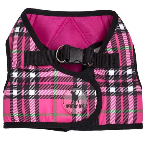 더월씨독 프린티드 사이드킥 애견 하네스, Hot Pink Plaid
