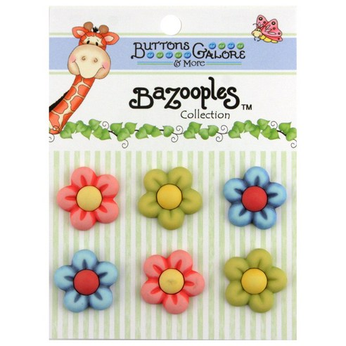 버튼갤로어 3D 주 애니멀 버튼 단추, Multi Flowers, 6개입