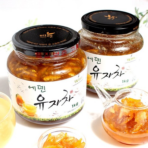[에덴식품] 무농약 유자와 유기농 설탕으로 만든 1kg 12개 세트의 유자차 유기농유자차