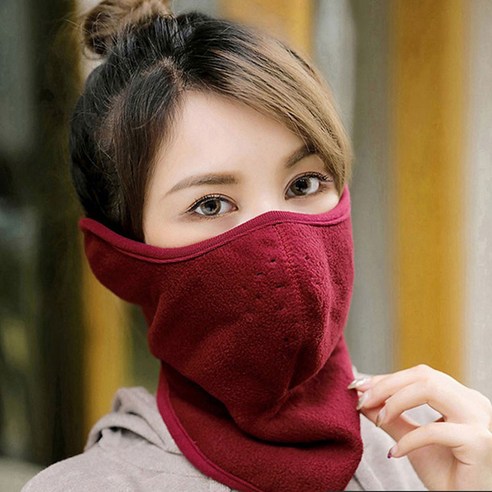 주닉스 극세사 넥워머 방한마스크 방한대 오토바이 스키 보드 용품 겨울 등산 낚시 레져 마스크, 귀마개 넥워머-와인