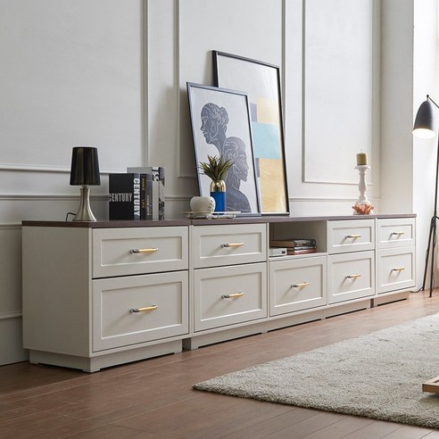 장인가구 엘브W 3000 높은 거실장, 아이보리