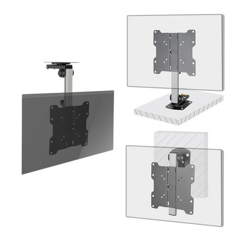 24인치 ~ 232인치 천정 벽걸이 스탠드 겸용 엘지 삼성 그외호환용 접이식 천장 모니터 거치대, 블랙+실버, 1개