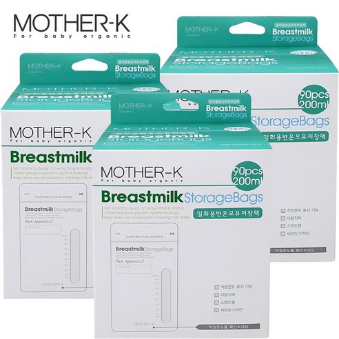 마더케이 일회용 변온 모유 저장팩 200ml, 90매, 3개