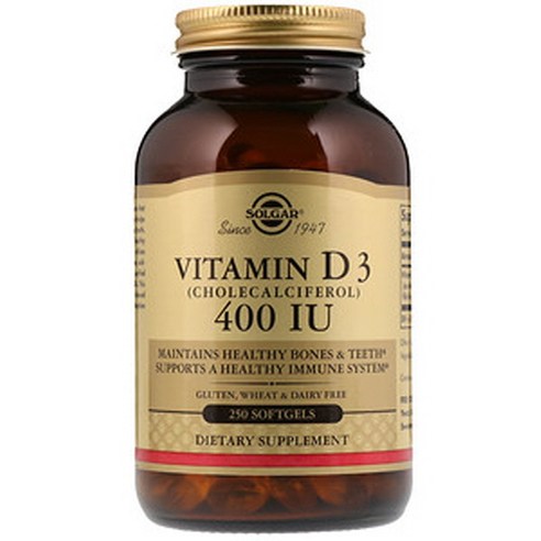 솔가 비타민 D3 콜레칼시페롤 400IU 글루텐 프리 무설탕 소프트젤, 1개, 250정