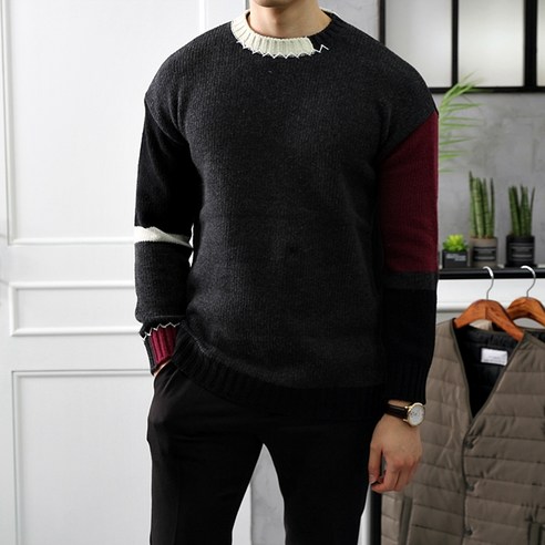 초코클래식 스티치 핸드메이드 배색 라운드 울니트  리뷰 후기
