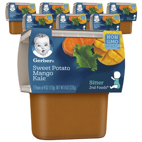 거버 어린이 과일퓨레 113g 2개입, 고구마 + 망고 + 케일(Sweet Potato + Mango + Kale), 8개, 226g