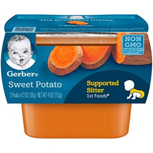 Gerber 어린이 과일퓨레 1st 푸드 56g 2개입, 고구마(Sweet Potato), 113g, 1개