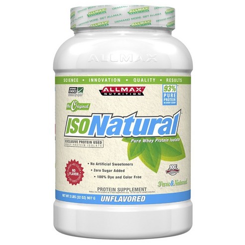 Allmax 아이소내추럴 웨이 프로틴 아이솔레이트, 907g, 언플레이버드(Unflavored), 1개