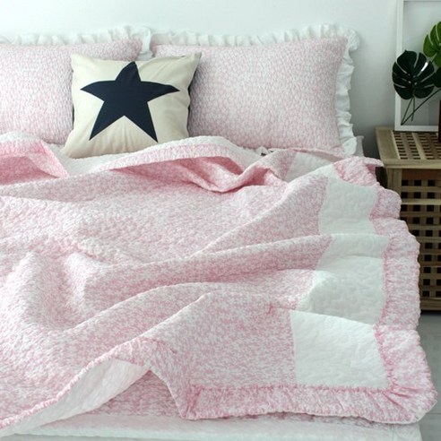 바숨 시어서커 프릴 여름이불+베개세트