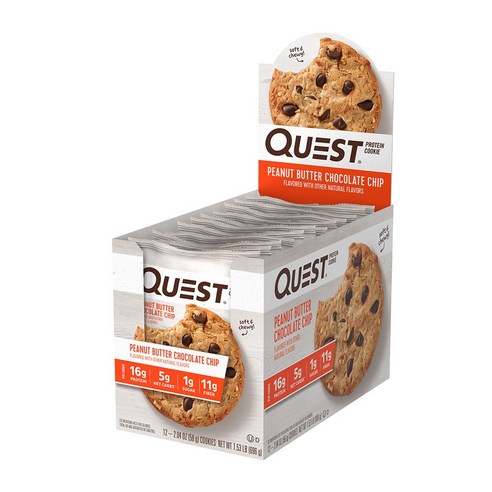 Quest Nutrition 프로틴 쿠키 12개입, 피넛 버터 초콜릿 칩 (Peanut Butter Chocolate Chip), 696g