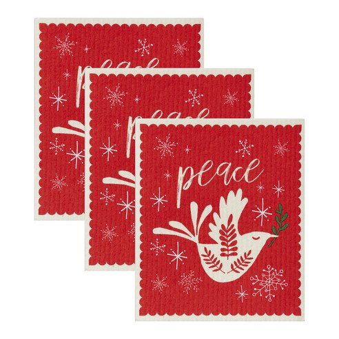 Design Imports 스웨디쉬 디쉬클로스 키친크로스, 3개, Peace