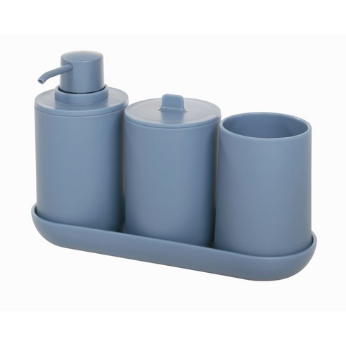 iDESIGN 케이드 배스 액세서리 욕실 디스펜서 4종 세트, 1개, Dusty Blue