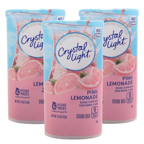 Crystal Light 드링크 믹스 핑크 레모네이드, 53g, 1개입, 3개