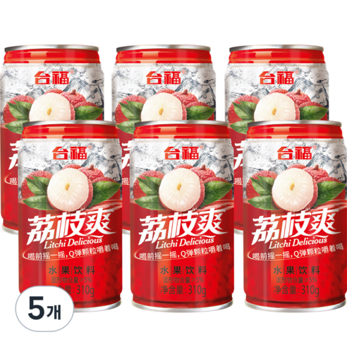 리치 과육 주스, 5개, 330ml