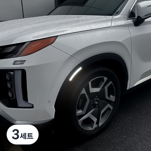 [오카] 전차종 휀다 포인트 리플렉터 반사 스티커 차량 안전 용품, 3세트, 화이트2P