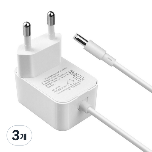 DC12V 1A 아답터 외경 5.5 내경 2.1mm 어댑터, 3개, 화이트, 150cm