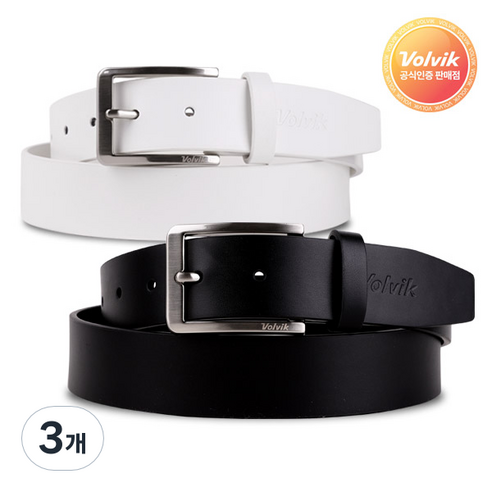 [VOLVIK] 볼빅 사틴비조 프리미엄 남성용 골프벨트, 블랙, 3개