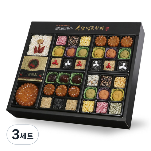 수담한과 고급지함 2호 수 2단구성 한과 선물 세트, 3세트, 1.2kg