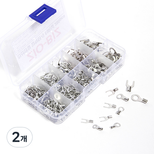 ZIO-BIZ 전선연결 압착단자 터미널 280pcs / O형터미널 Y형터미널 전선커넥터 전선연결 전선터미널 케이블연결 커넥터 슬리브 터미널 단자 전기자재 전기부품, 2개