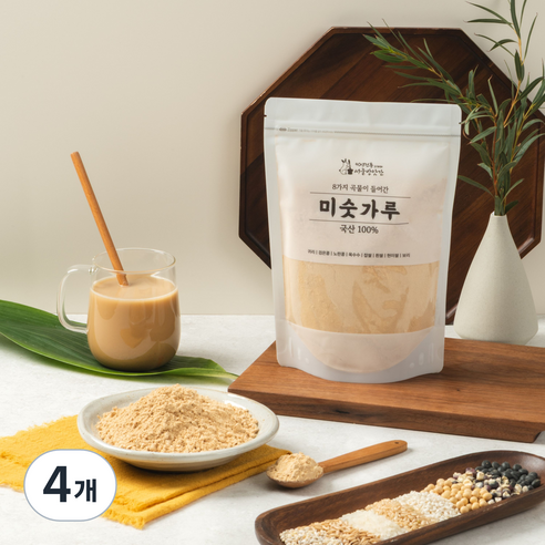 2대째 서울방앗간 국산 엄선된 8곡 미숫가루 선식 아침식사 대용, 4개, 500g