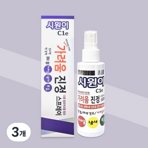 시원이 가려움 진정 스프레이 가려움완화 피부진정 바디미스트 이칭릴리프 약국판매, 3개, 60ml