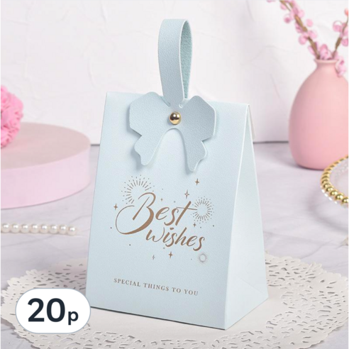 오누하임+ 리본 손잡이 선물가방 (중형), 20p, 블루