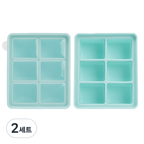 네오실리 국산 프리미엄 실리콘 이유식 채소 냉동틀 아이스트레이, 2세트, 민트+민트