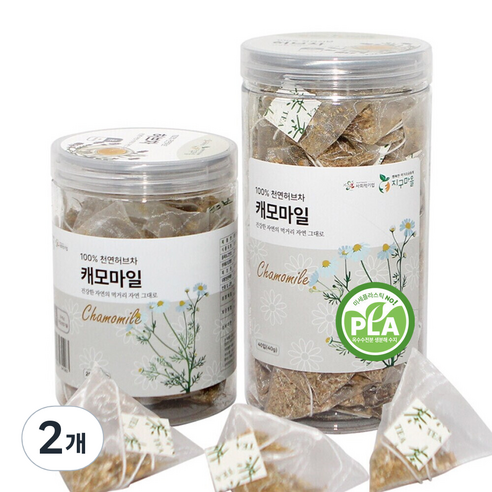 지구마을 옥수수전분 생분해필터 PLA 캐모마일 허브티백차, 2개, 20개입, 1g