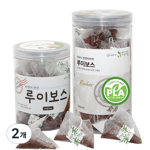 지구마을 옥수수전분 생분해필터 PLA 삼각티백 루이보스 허브티백차, 2개, 50개입