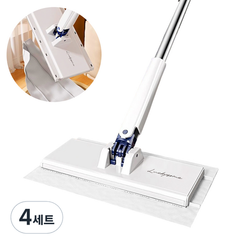럭키썸 노터치 청소포 바닥청소 밀대걸레, 4세트