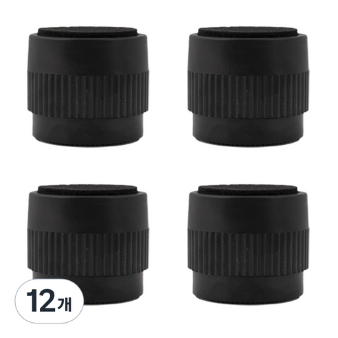 리빙아이 가구 다리 높이조절발 받침대, 12개, 블랙 소 50mm