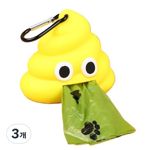 강아지 똥츄 배변봉투 케이스 배변봉투 1P, 3개, 1개입, 노랑