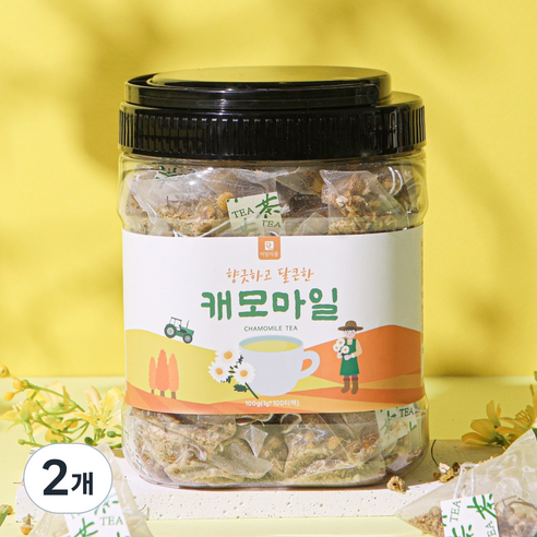 [미세플라스틱 없는 생분해필터] 미담식품 캐모마일 차 삼각티백, 2개, 100개입, 1g