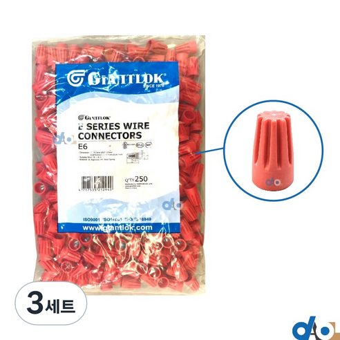 다올ETS 와이어커넥터 스크류커넥터 E6 적색 1.0SQ~6.0SQ 자이안트록 (250개입), 3세트