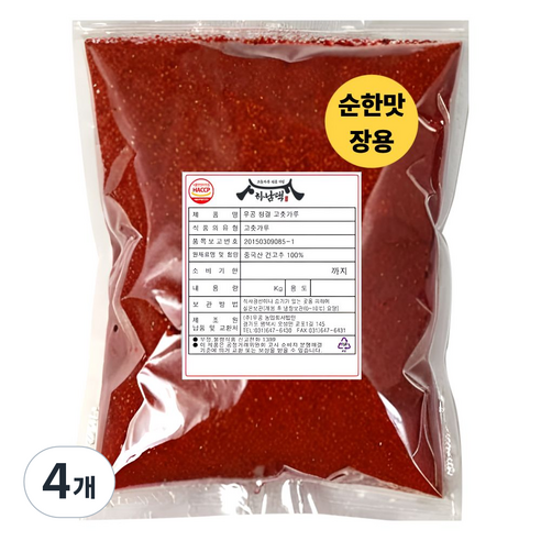 하남댁 안매운 고춧가루 고운입자 장용 어린이용, 1kg, 4개