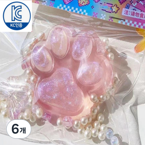 선물 정품 고양이 발바닥 말랑이 스트레스볼 연예인템, 6개, 20g, 핑크
