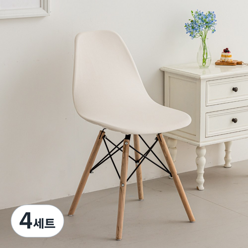 커버무드 고탄력 벨벳 에펠 의자 커버 2개, 4세트, 베이지