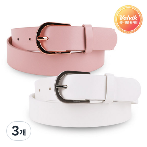 [VOLVIK] 볼빅 파스텔 여성용 골프벨트, 화이트, 3개