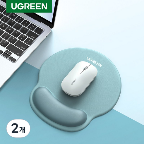 UGREEN 유그린 메모리폼 마우스패드 손목받침대 인체공학적 미끄럼방지 일체형 손목패드, Green, 2개