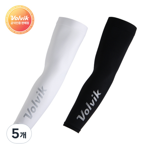 [VOLVIK] 볼빅 아쿠아엑스 냉감 골프 쿨토시 팔토시 양손 자외선차단 파크골프 운전 낚시 등산 스포츠 쿨토시, 블랙, 5개