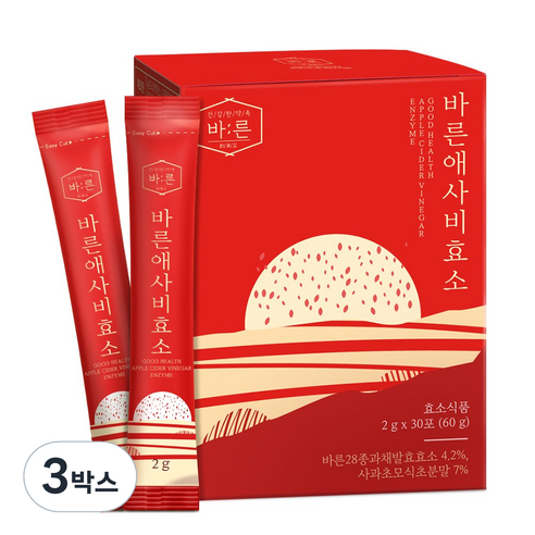 바른 애사비효소 애플사이다비니거 브로멜라인, 3박스, 30회분