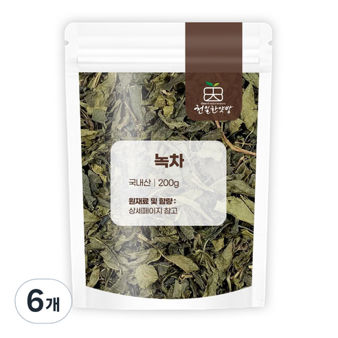 (국내산)녹차 보성녹차 건조 녹차잎 녹차엽, 200g, 6개