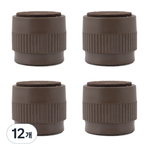리빙아이 가구 다리 높이조절발 받침대, 12개, 브라운 소 50mm