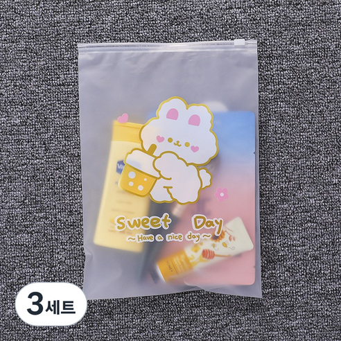 R312 슬라이드 지퍼백 프리미엄 수납정리 여행용 반투명, 3세트, 10매입