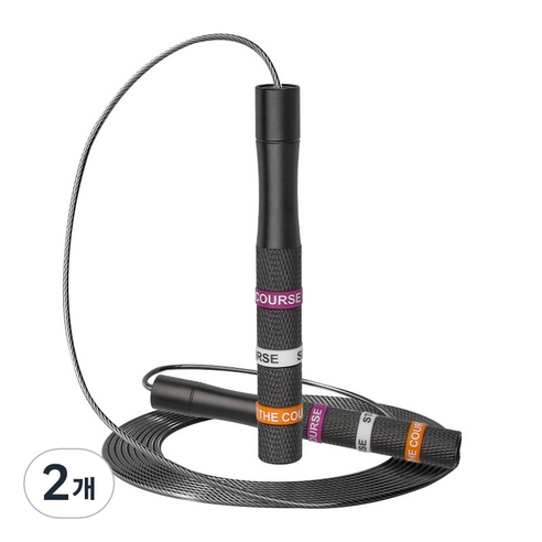 BLACK K7 초경량 알루미늄 핸들 안꼬이는 스피드 와이어줄넘기 스피드 다이어트, 2개, 블랙