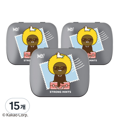 카카오 프렌즈 민트 캔디 스트롱민트 임팩트 무설탕 사탕, 15개, 15g