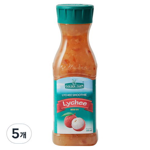 골든팜 리치 과일청, 500ml, 5개