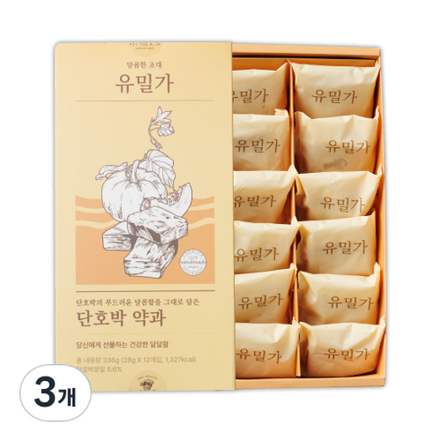 유밀가 무설탕 수제 단호박 약과 12개입, 336g, 3개