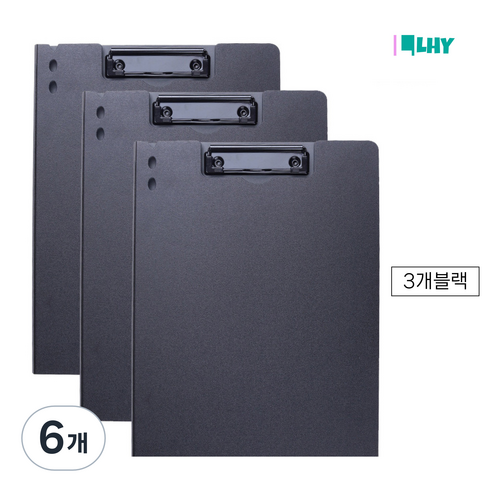 LYRHIX a4클립보드덮개형 클립보드 서류철 서류철파일 A4클립보드 서류판 서류파일, A4 스탠드 싱글 클립, 6개, 블랙